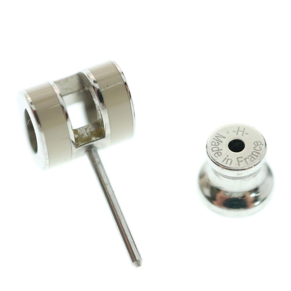 HERMES エルメス ポップアッシュH ミニ Hロゴ スタッドピアス ベージュ シルバー レディース DECORATOM_COM_BR