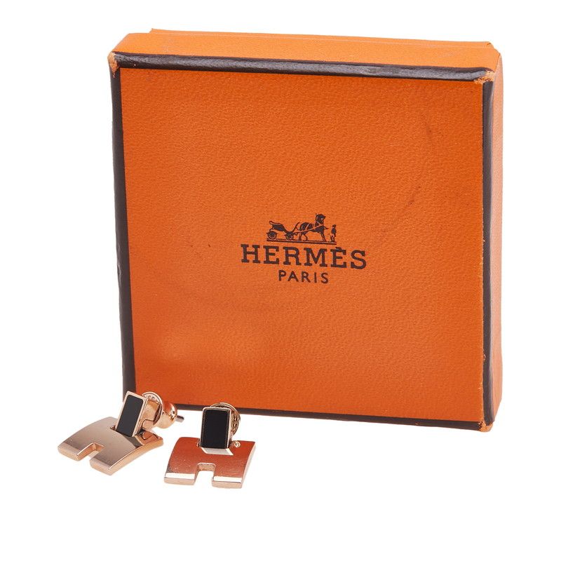 HERMES エルメス アイリーン ピアス ゴールド ブラック