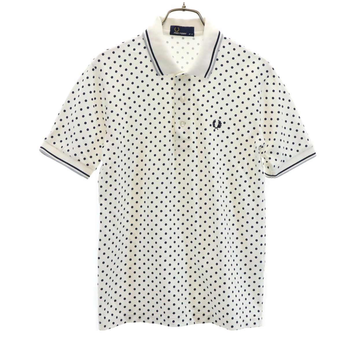 新品 FRED PERRYフレッドペリー半袖ポロシャツＳサイズ　白 FRED PERRY フレッドペリー ドット柄 半袖 ポロシャツ S