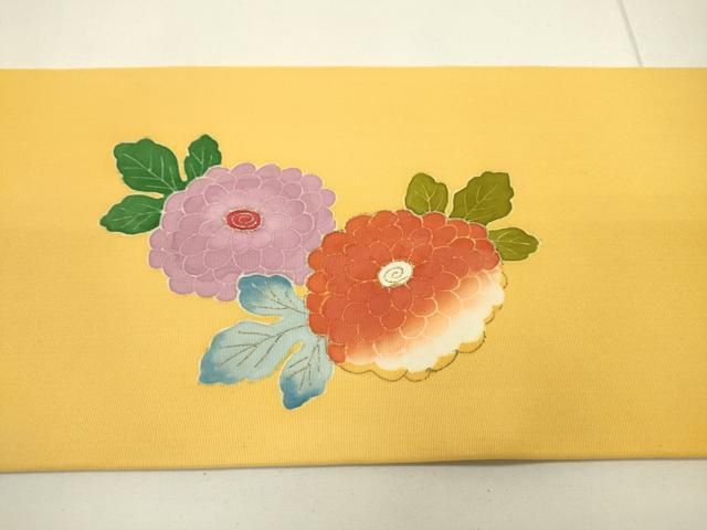 平和屋着物○塩瀬 九寸名古屋帯 作家物 菊文 金彩 正絹 逸品