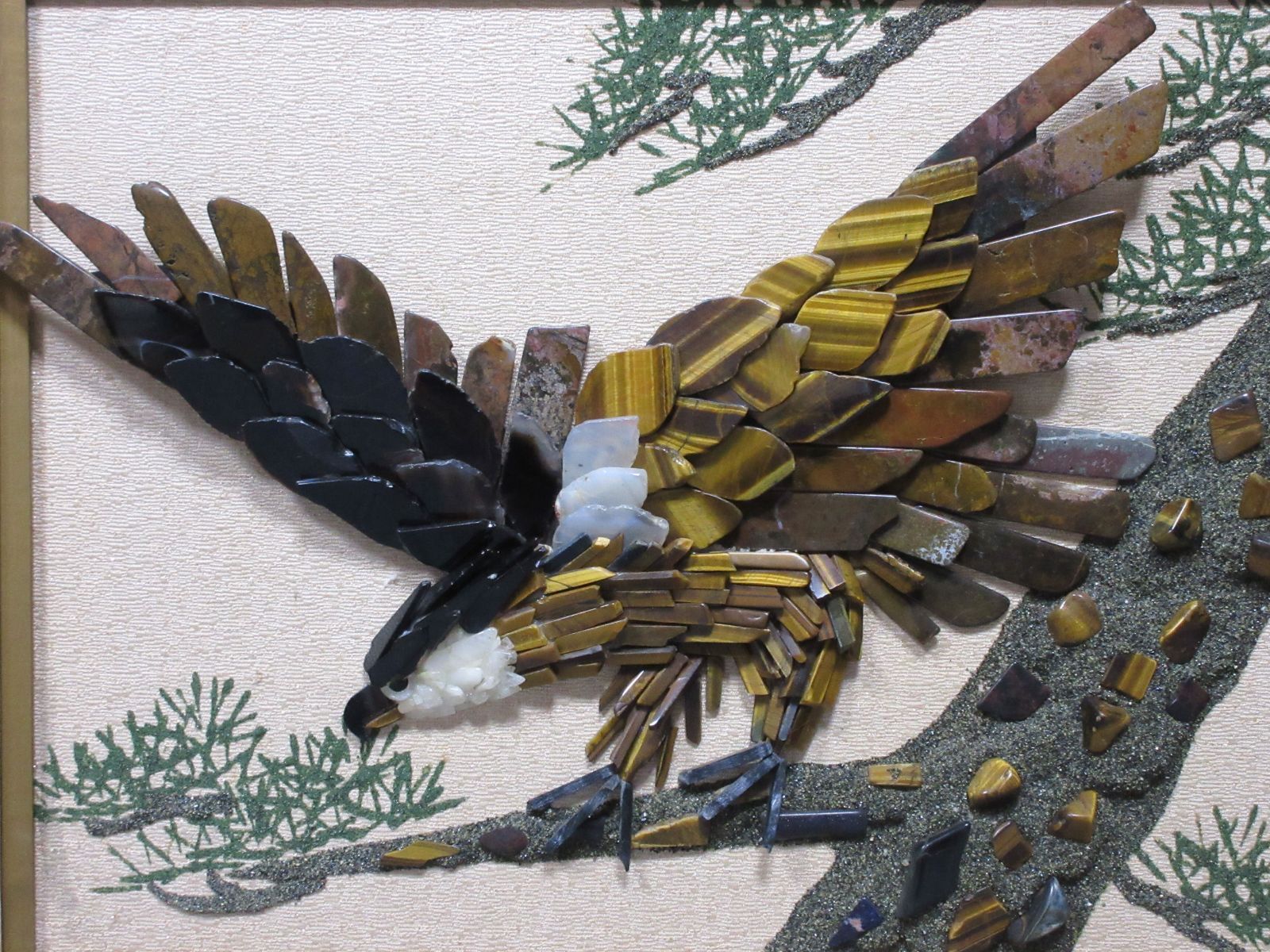 鉱石造 鉱石画 鉱石 鷹絵 縁起額 額縁 - メルカリ