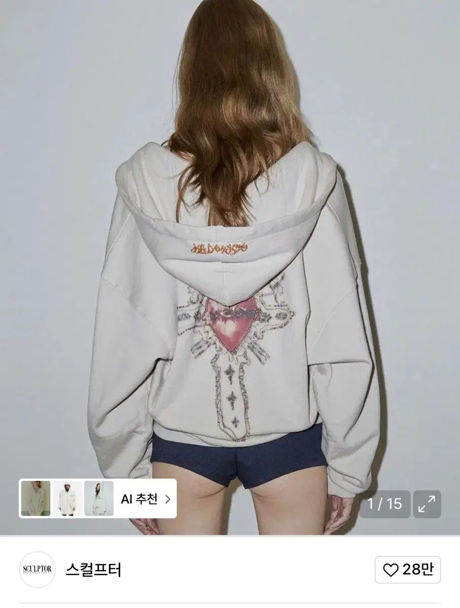 レディース SCULPTOR(スカルプター) beaded Saint hoodie ジップアップ 