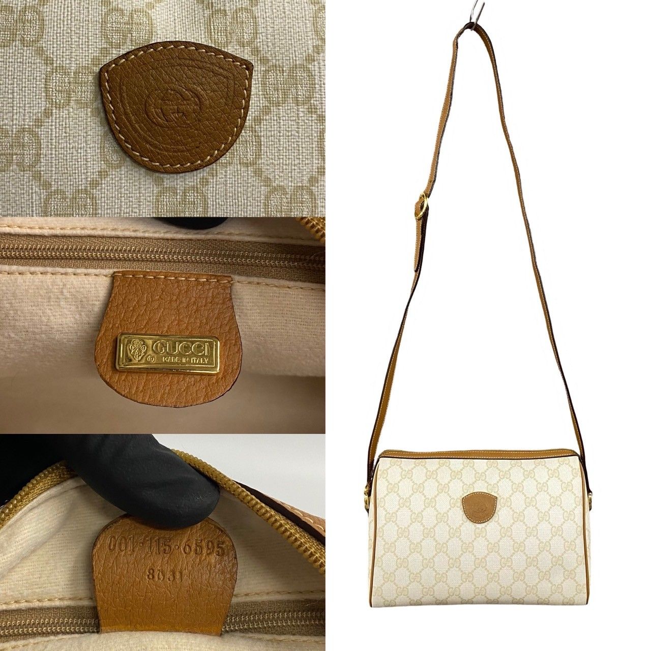 極 美品 希少品 GUCCI グッチ オールドグッチ GG ロゴ 柄 レザー 本革 ミニ ショルダーバッグ ポシェット ブラウン ホワイト 285-6  - メルカリ