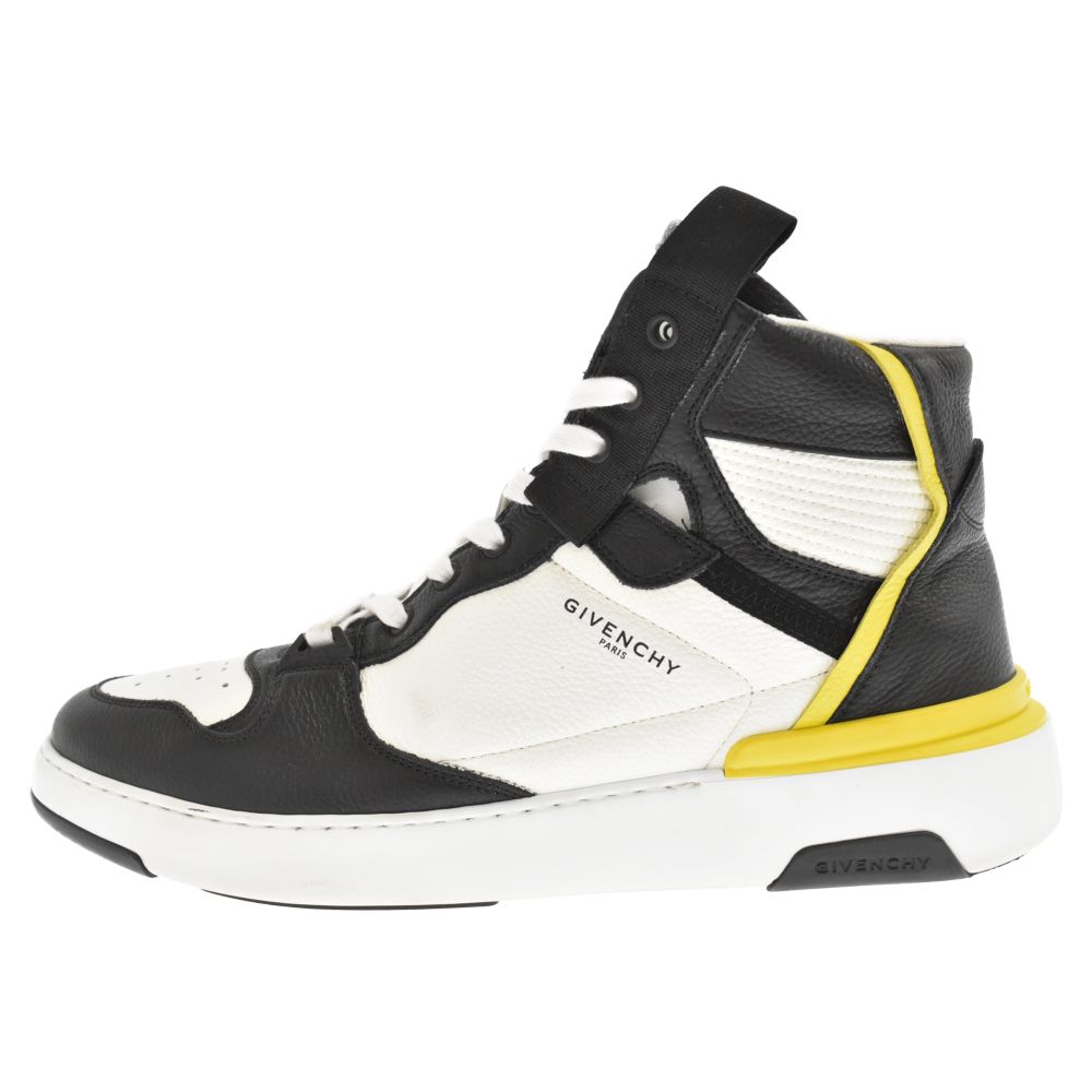 GIVENCHY (ジバンシィ) WING SNEAKER HIGH ウィング ハイカットスニーカー ブラック/ホワイト/イエロー 43 FR0220  - メルカリ