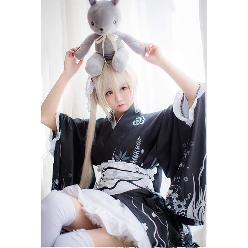 milky time ウィッグ付き ヨスガノソラ 春日野 穹 コスプレ ハロウィン 着物 ヨスガ 黒和服 1