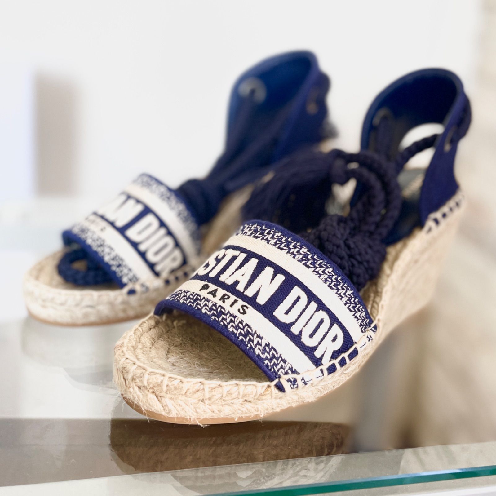 Dior グランヴィル エスパドリーユ ウェッジソールサンダル - 靴