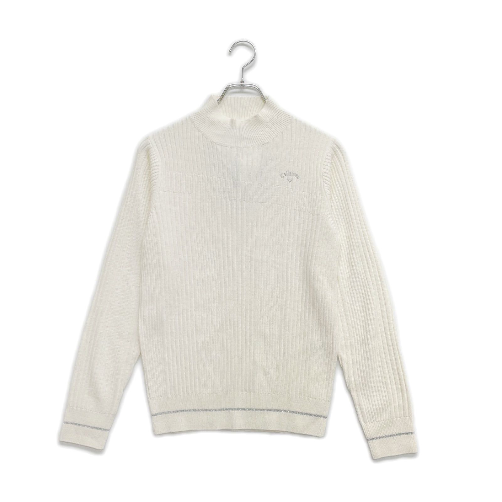 ♥品 レディース キャロウェイ Callaway セーター L 白 クリーム色 ハイネック リブ編み