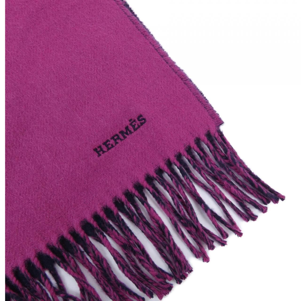 エルメスカシミヤマフラーHロゴ ピンク エルメス HERMES ニュー