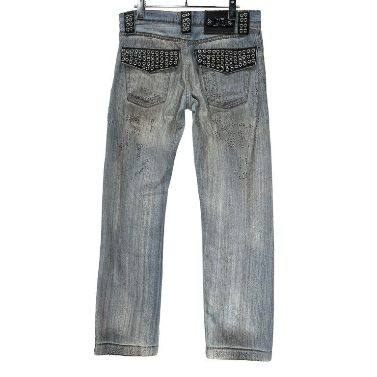 DOLCE&GABBANA 06SSレザーベルトループハトメダメージデニムパンツ