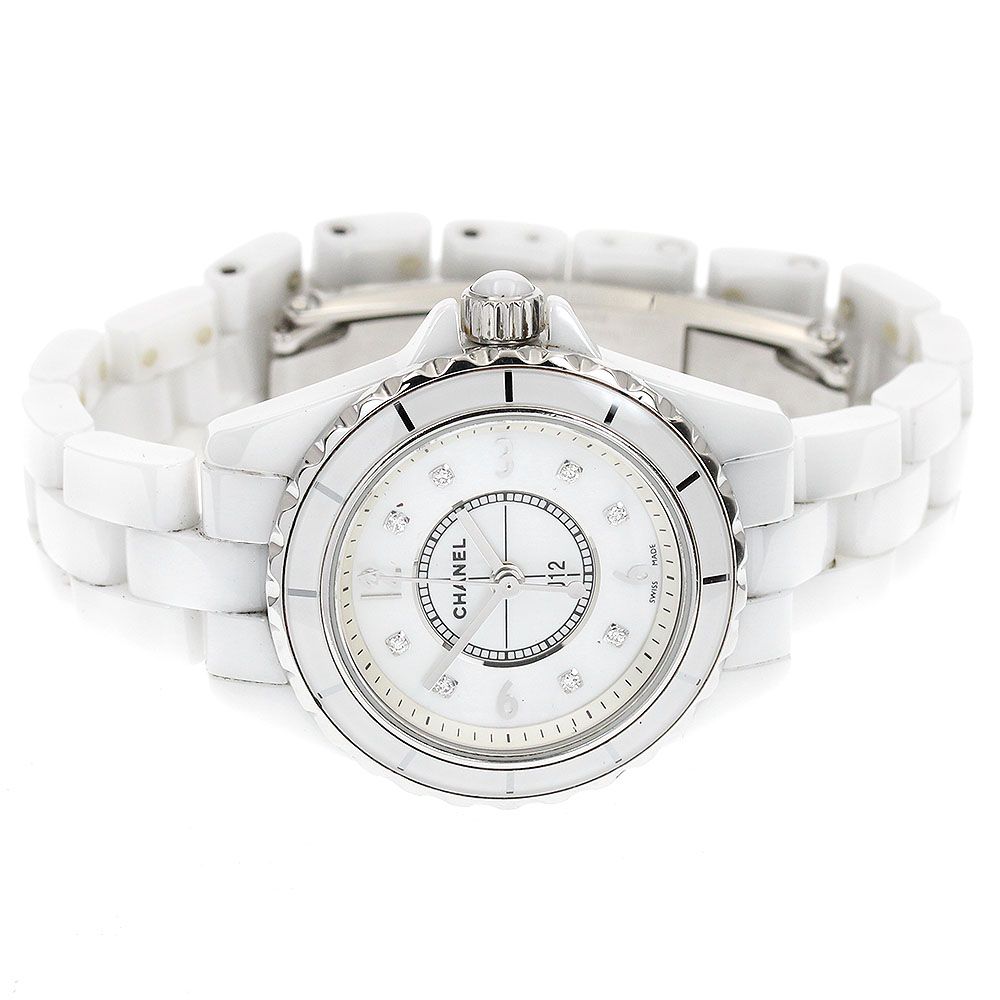 シャネル CHANEL H2570 J12 ホワイトセラミック 8Pダイヤ クォーツ  