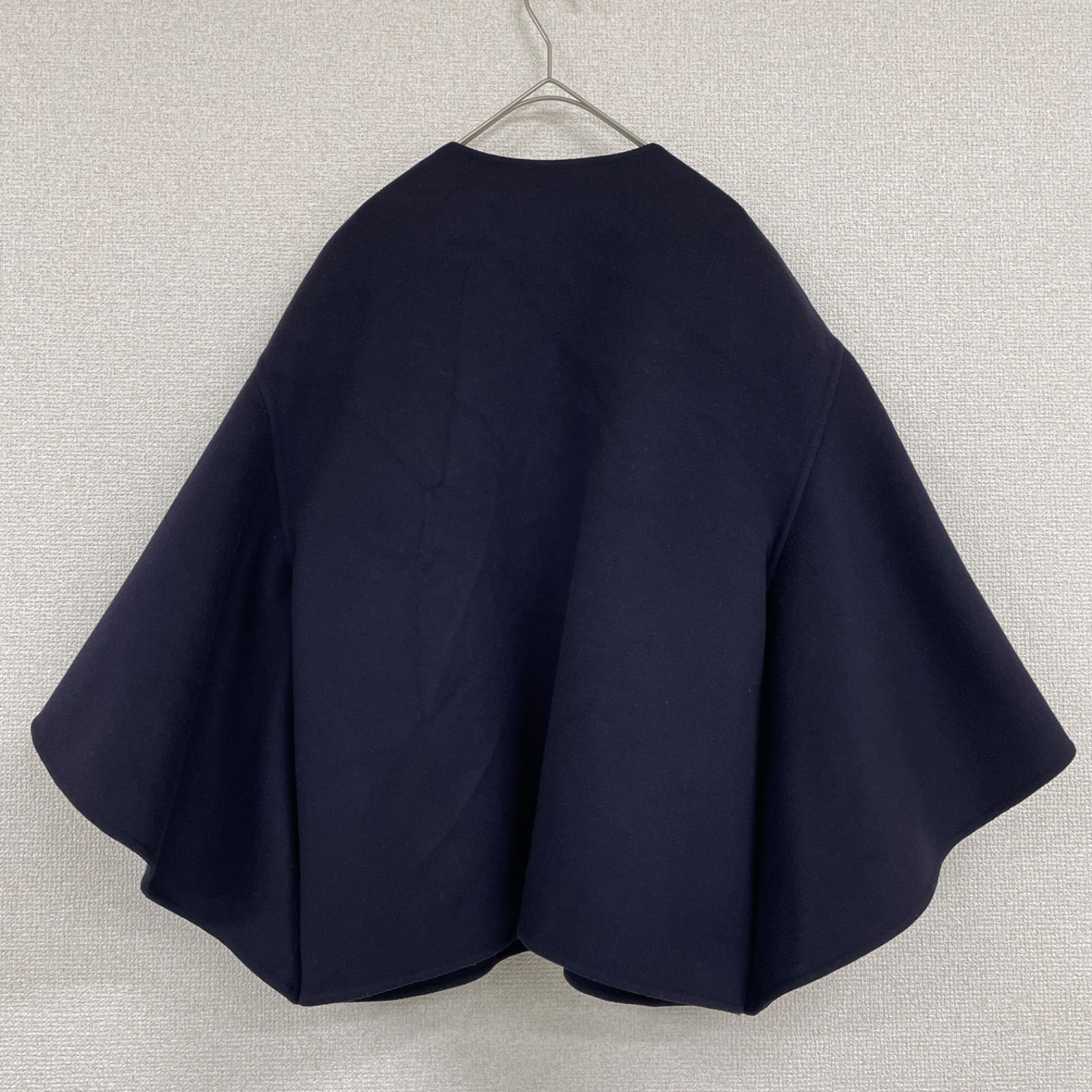 VALENTINO ヴァレンティノ ケープコート ポンチョ ノー カシミヤ ウール ネイビー イタリア製 レディース 38