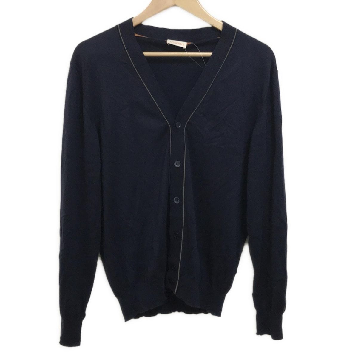 Cruciani クルチアーニ カーディガン サイズ48 XL メンズ - ダークネイビー×ライトブラウン 長袖