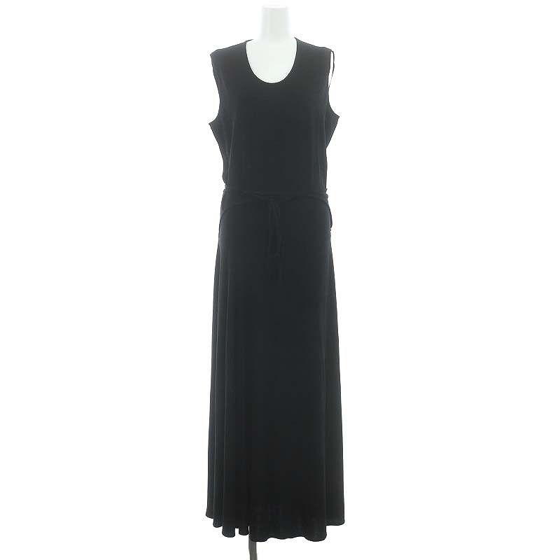 【中古】ルメール LEMAIRE 23SS BELTED CREPE SLEEVELESS DRESS ワンピース ノースリーブ ロング コットン L ブラック ルメール LEMAIRE 23SS BELTED CREPE SLEEVELESS DRESS ワンピース
