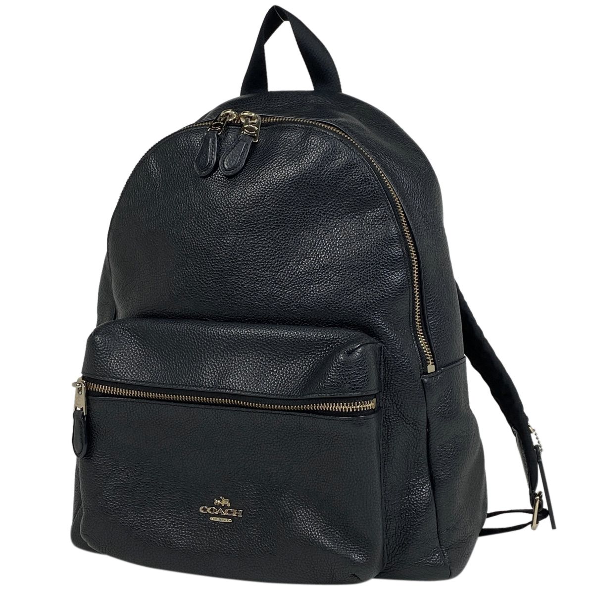 Coach ロゴ入り ブラックバックパック