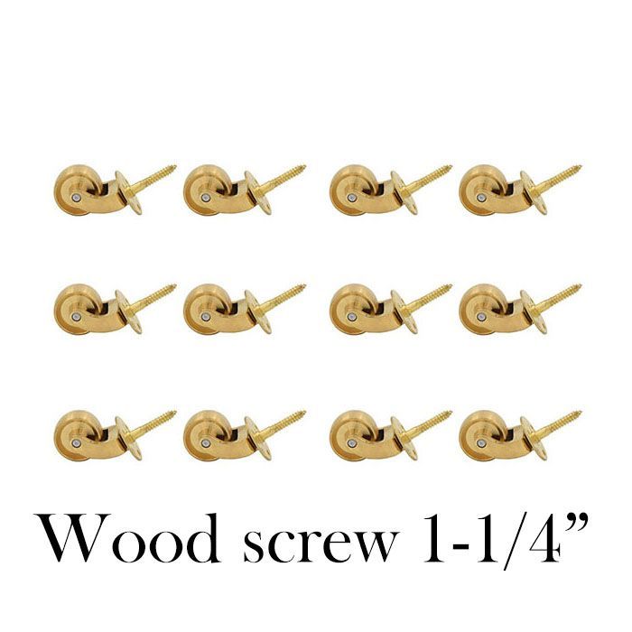 12個セットブラス（真鍮)キャスター 1-1⁄4” マシンスクリュー