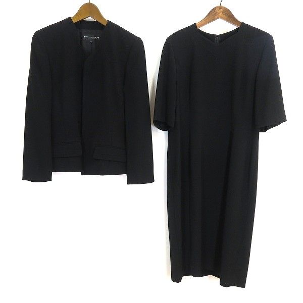 a ヒロココシノ HIROKO KOSHINO ワンピーススーツ 13号 黒 ジャケット ワンピース 礼服 喪服 フォーマル 大きいサイズ 952280 k01