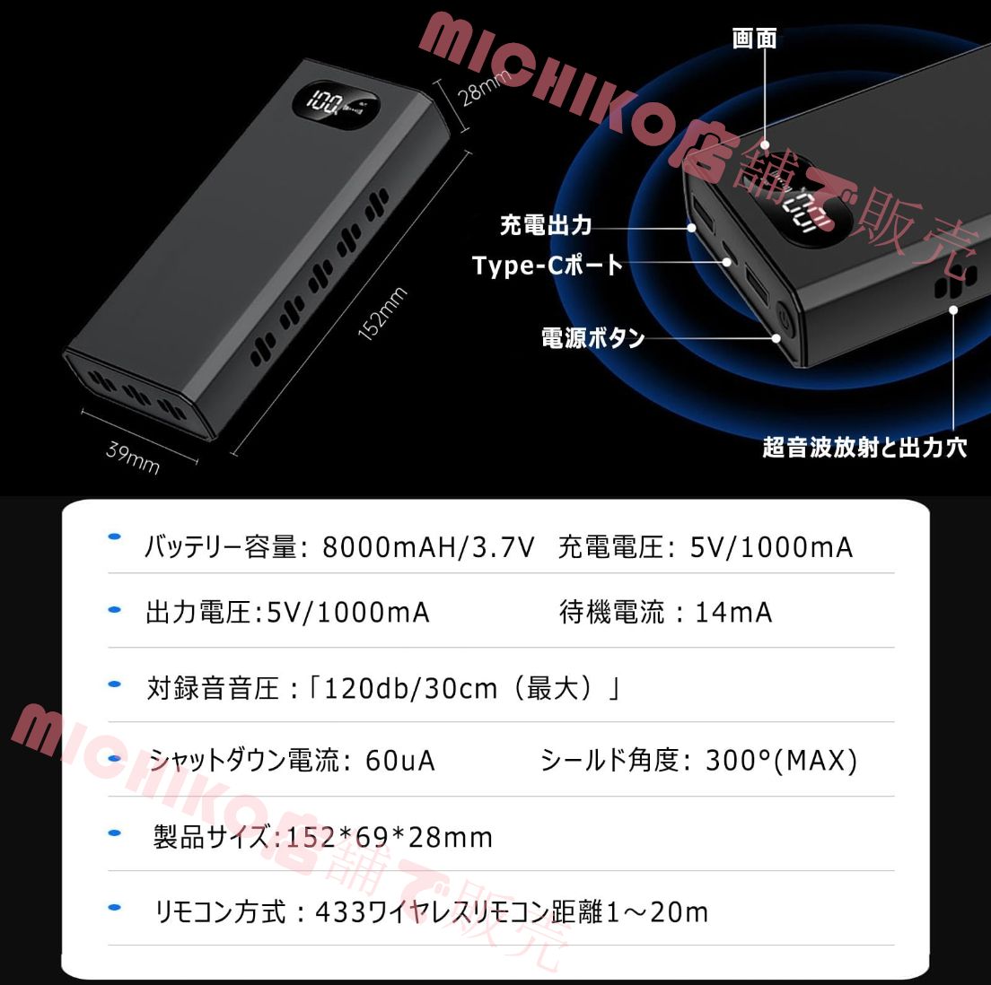 盗聴妨害機 超音波 盗聴妨害器 盗聴対策 録画防止妨害装置 ボイスレコーダー 携帯電話 会話妨害装置 漏洩防止 盗聴防止 会議室ブロッカー 2段階強度調節 操作簡単 8000mAh電池内蔵 コンパクト CHRISTIANNAURATH_COM_BR