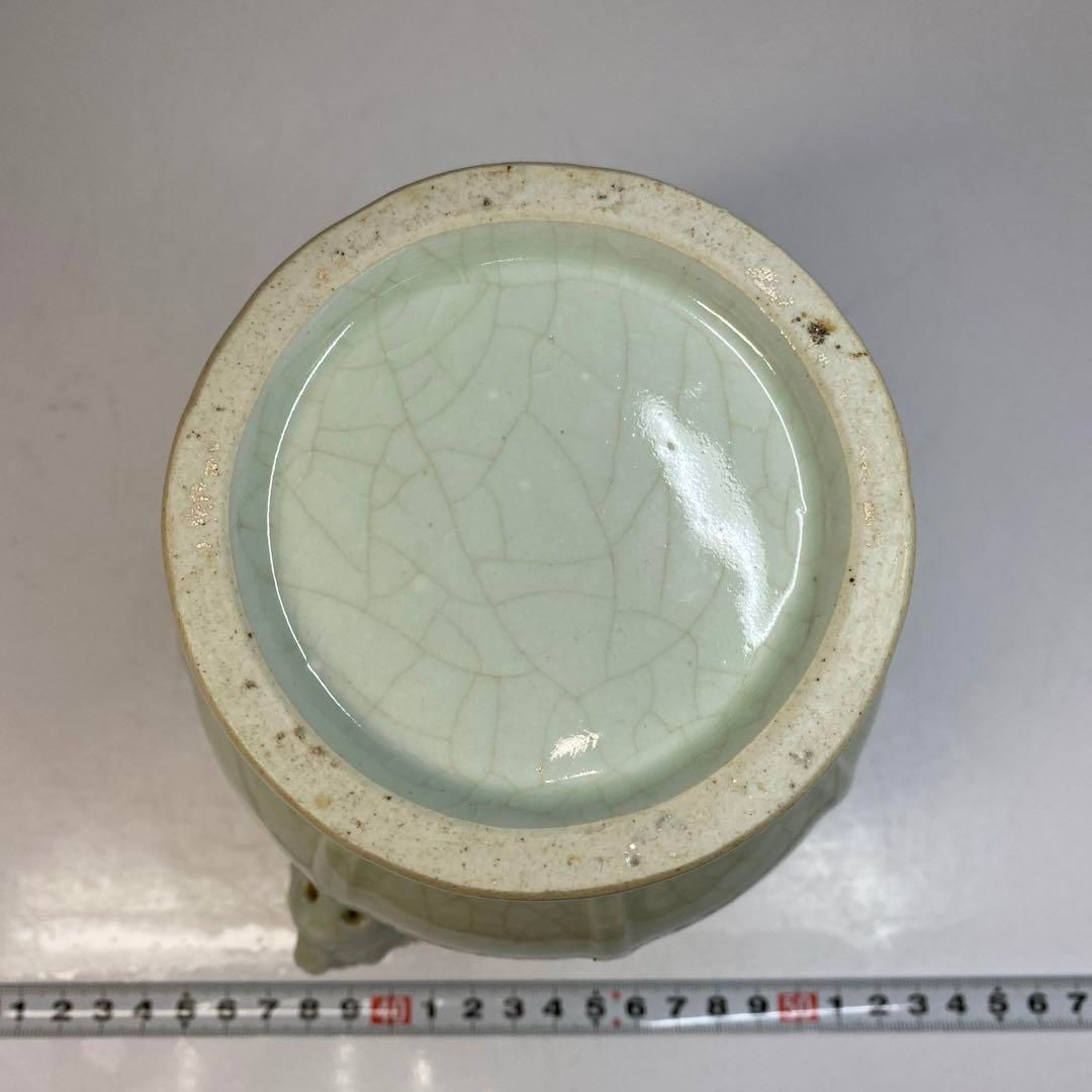 中国美術　青磁山羊耳壺　高さ16.5cm 東Y6-0415④ 中国美術 青磁山羊耳壺 高さ16.5cm 東Y6-0415④ - メルカリ