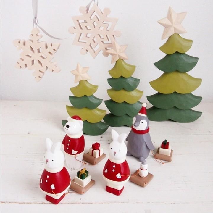 クリスマスサンタ サンタクロース 置物 木製 クリスマス ツリー L