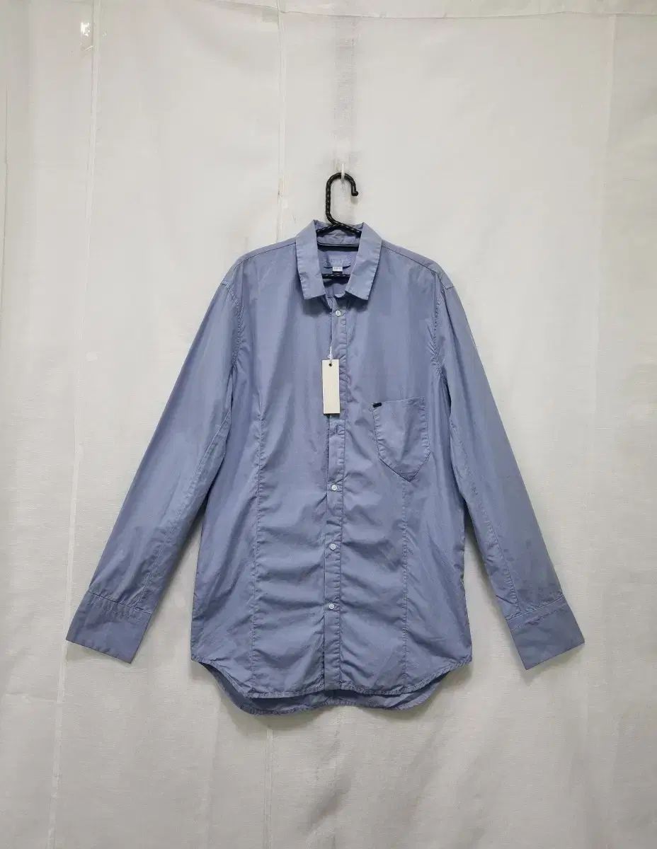 【新品・未使用】 DIESEL シャツ DIESEL (ディーゼル) オーバルDロゴ刺繍 ストライプ柄