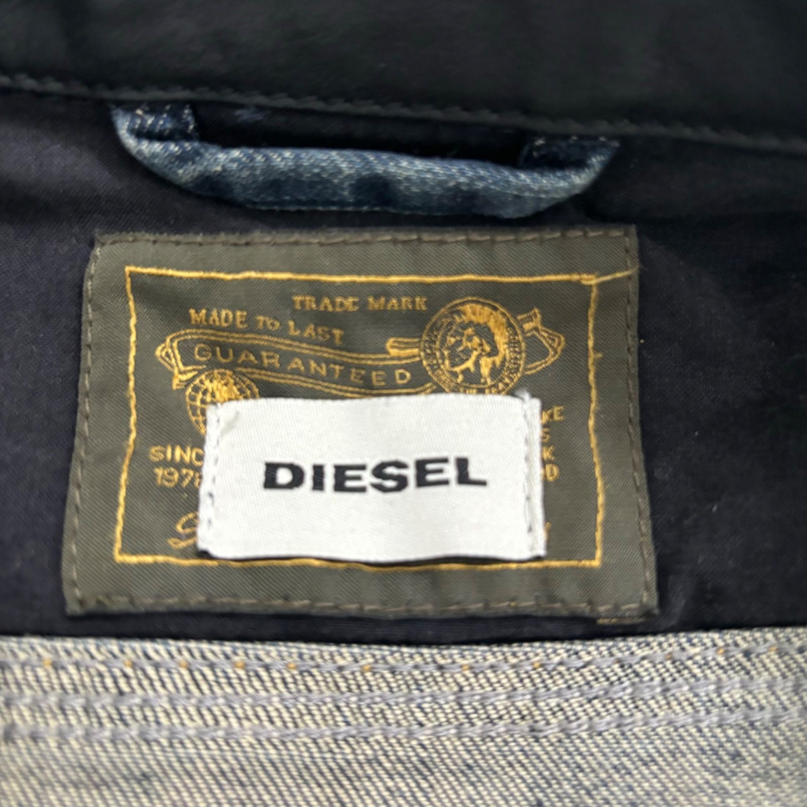 DIESEL ディーゼル トラックジャケット デニム Z1349 DIESEL ディーゼル デニムジャケット Gジャン レザー襟 ワッペン