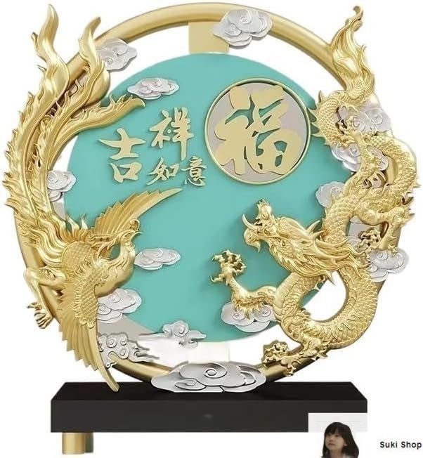 風水　龍 と鳳凰 　オブジェ 楽天市場】龍 鳳凰 置物 銅製 風水 龍と鳳凰の置物 大サイズ 最