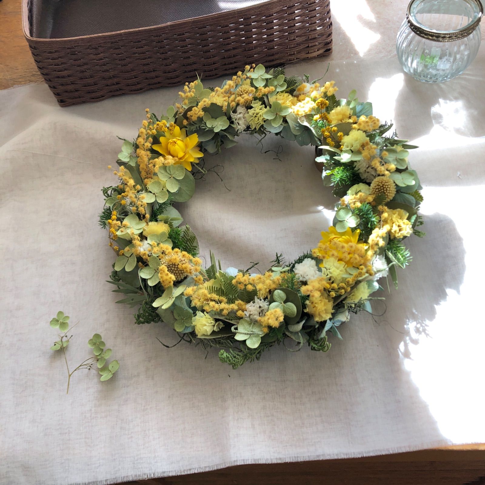 ＊Natural＊ミモザとアナベルのリース　ミモザリース☆ドライフラワーリース 41aa172544dc94711593280f5b1c2d