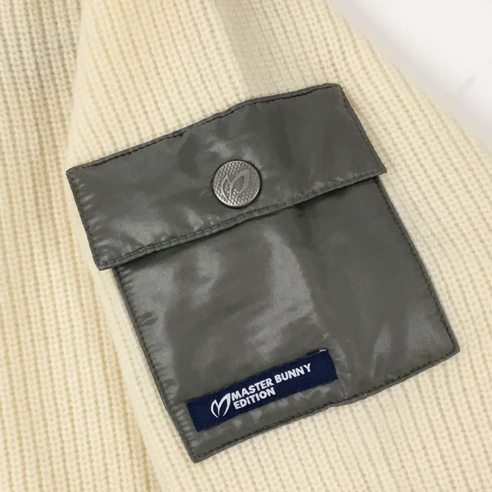 【超特価SALE開催中！】 マスターバニー セーター アイボリー×ネイビー 胸ロゴ ウール100％ メンズ 5 L ゴルフウェア MASTER BUNNY EDITION 【限定解除】