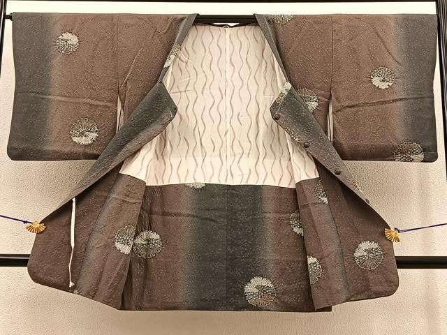 平和屋着物＃道行コート 斜線地紋 菫色 ロング丈 正絹 逸品 未使用