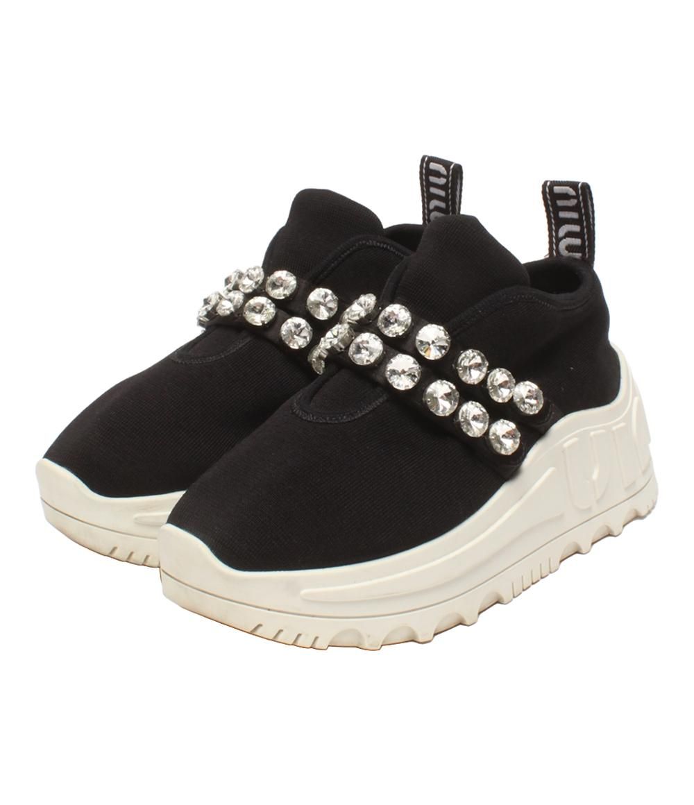 ミュウ ミュウ 厚底スリッポン ビジューベルト 5E759 レディース SIZE 38 L Miu Miu