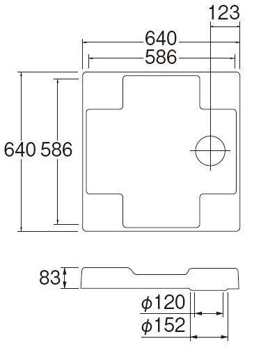SANEI 洗濯機パン 外寸640mm×640mm H5410-640