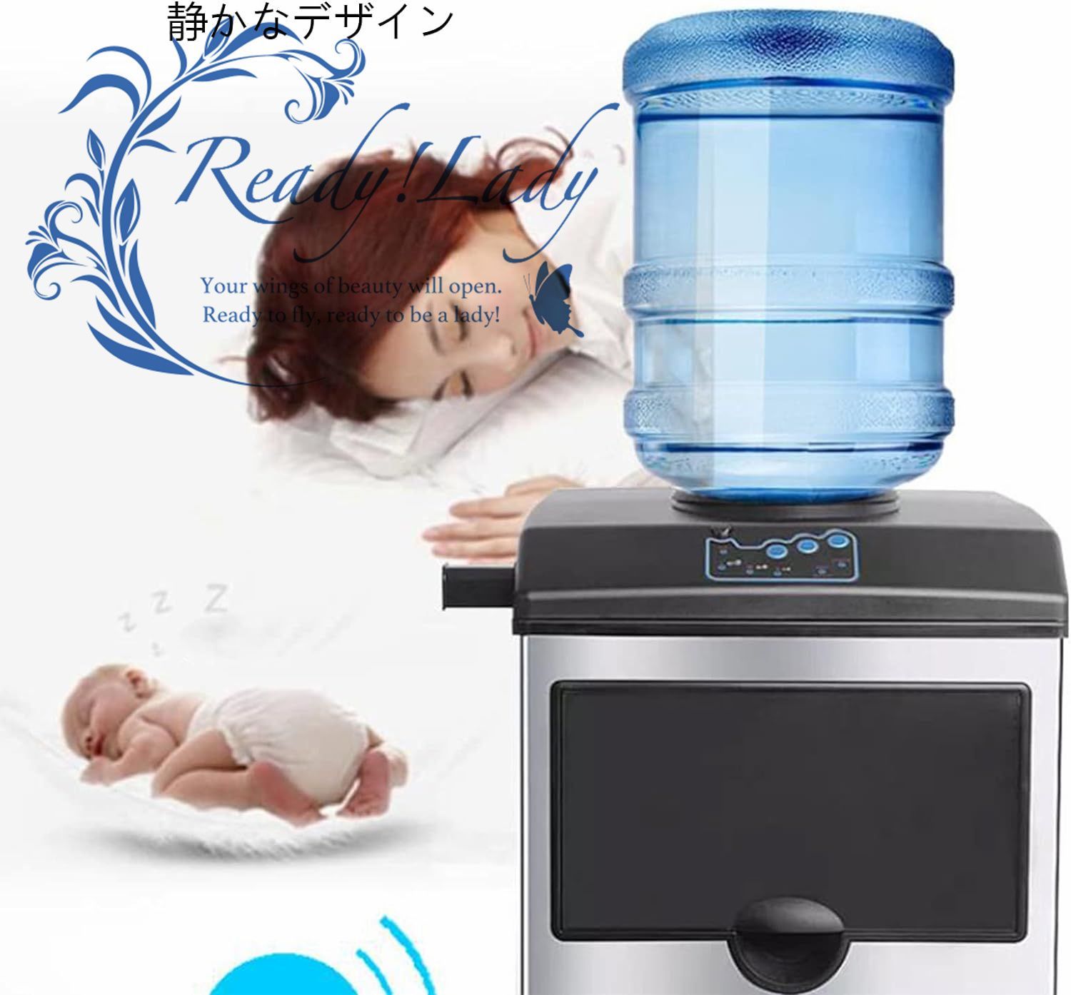 アイスキューブメーカー 全自動卓上家庭用製氷機、15kg 製氷機 6~8分