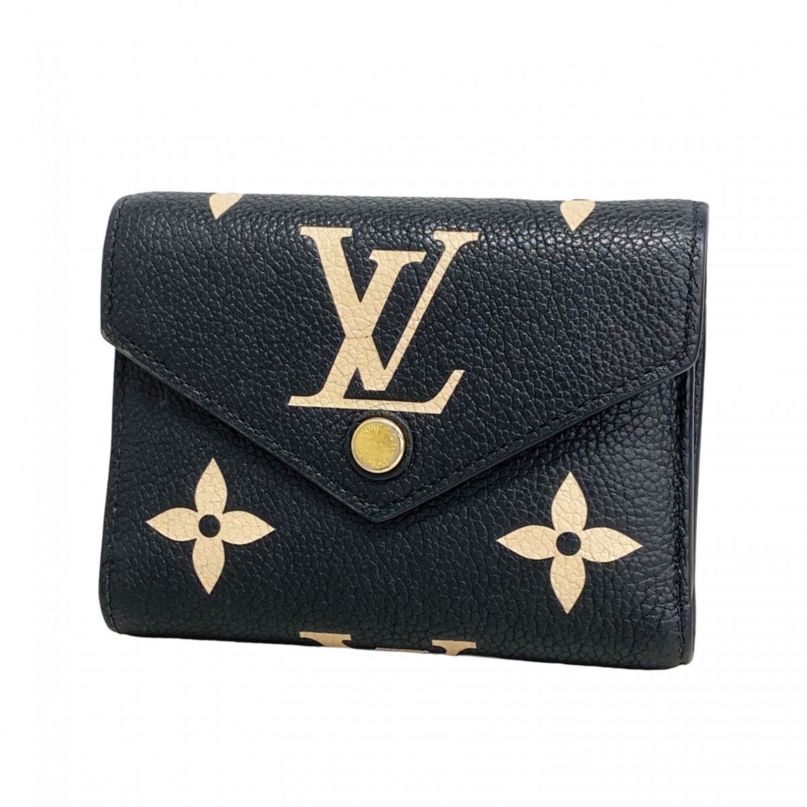 ルイ ヴィトン Louis Vuitton ルイ ヴィトン 三つ折り財布 モノグラム アンプラント バイ ポルトフォイユヴィクトリーヌ M80968 ブラック ベージュレディース