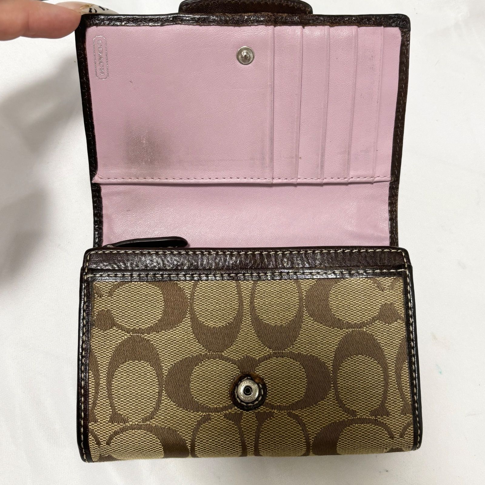 送料無料】COACH/コーチ/二つ折り財布/サイフ/ウォレット/ベージュ 