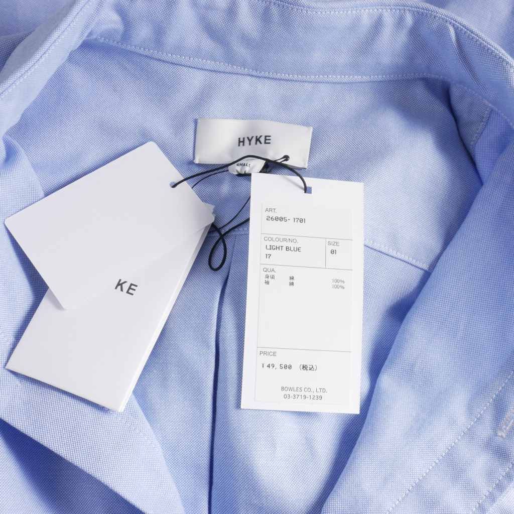 ハイク HYKE シアースリーブ ロングシャツ ワンピース ドレス 01 青
