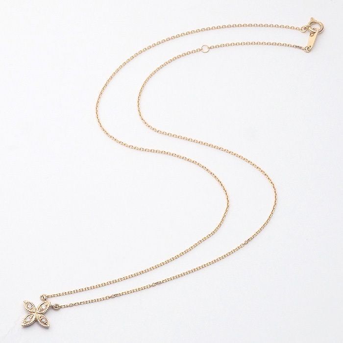 アガット　花びら　ネックレス アガット agete ダイヤモンド/0.05ct 花 フラワー ネックレス