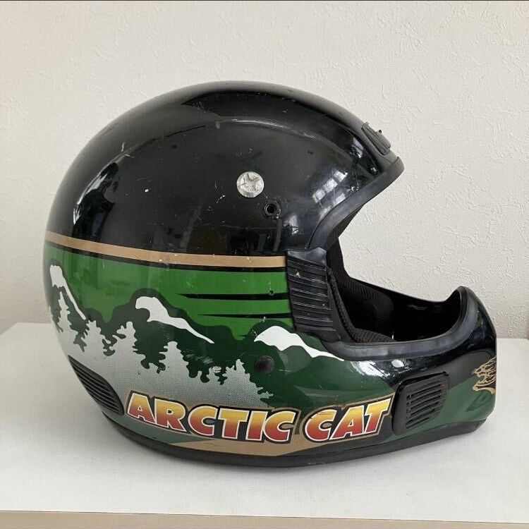 arctic cat☆ビンテージヘルメット Mサイズ 緑 黒 グリーン フル