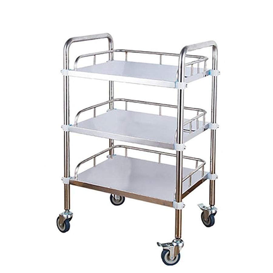 キッチンワゴン キャスター付き 大きめ ステンレスワゴン 3段配膳車 2台セット キッチンワゴン キャスター付き 大きめ ステンレスワゴン 3段配膳車 2