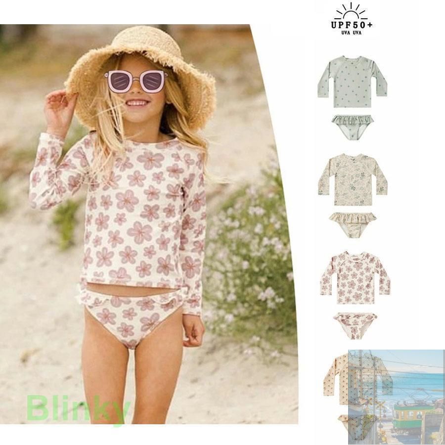 【セール，お買い得】 【美品・未使用新品】キッズ 水着 女の子 セパレート ベビー服 女児 子供用 UVカット 長袖ラッシュガード 水着 赤ちゃん かわいい 子供 幼稚園 保育園 水遊び プール キャップ付き ベビー水着(女の子)