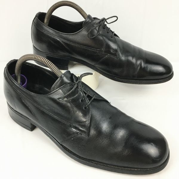 70s 1977年製?USA表記なし|Vintage 品 FLORSHEIM|フローシャイム プレーントゥ 黒|BLACK size10D|27.5-28.0程度|メンズ 菅NO.WZB-213<sale>