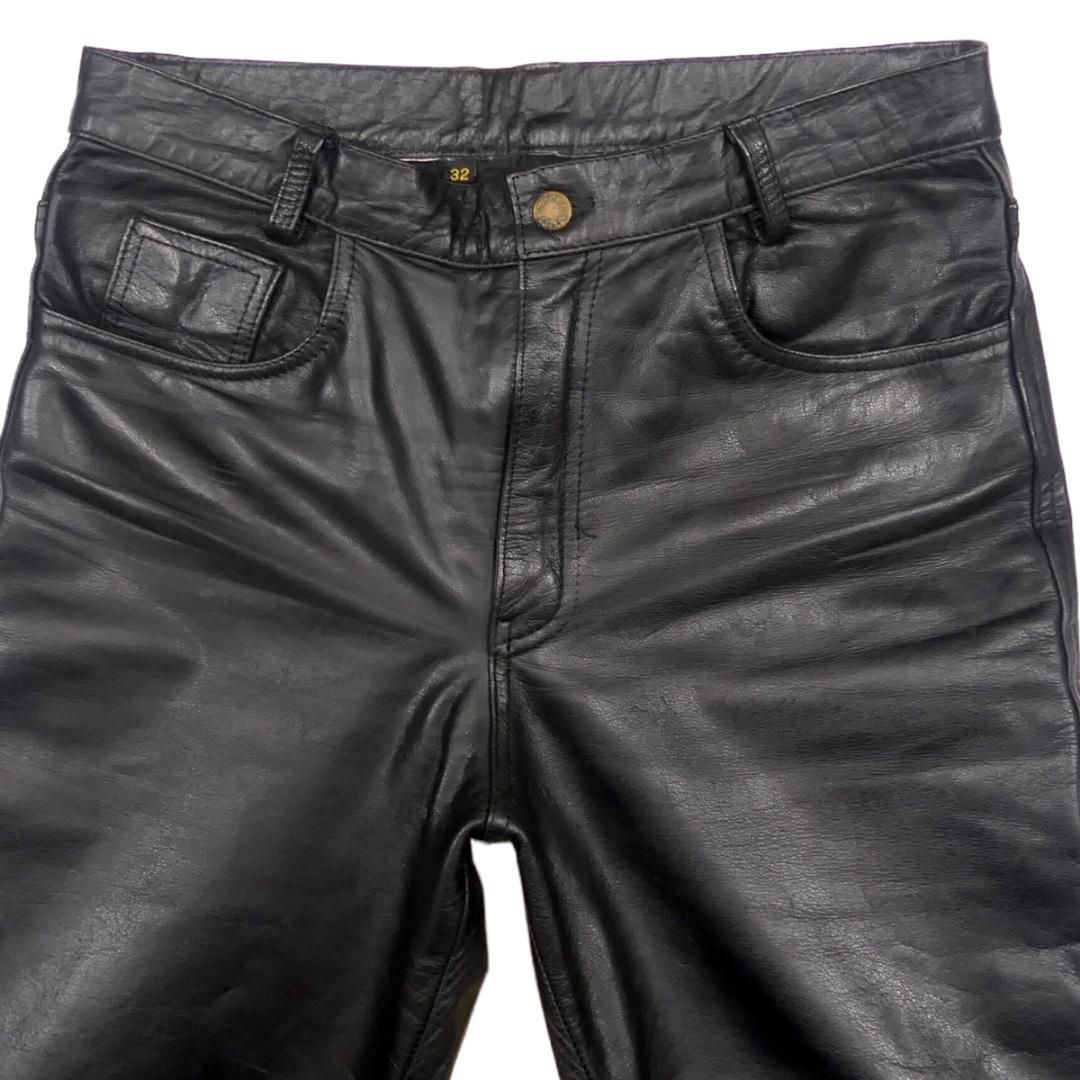 レザーパンツ バイク 本革 メンズ 黒 W32 革パンツ 本皮 X6573