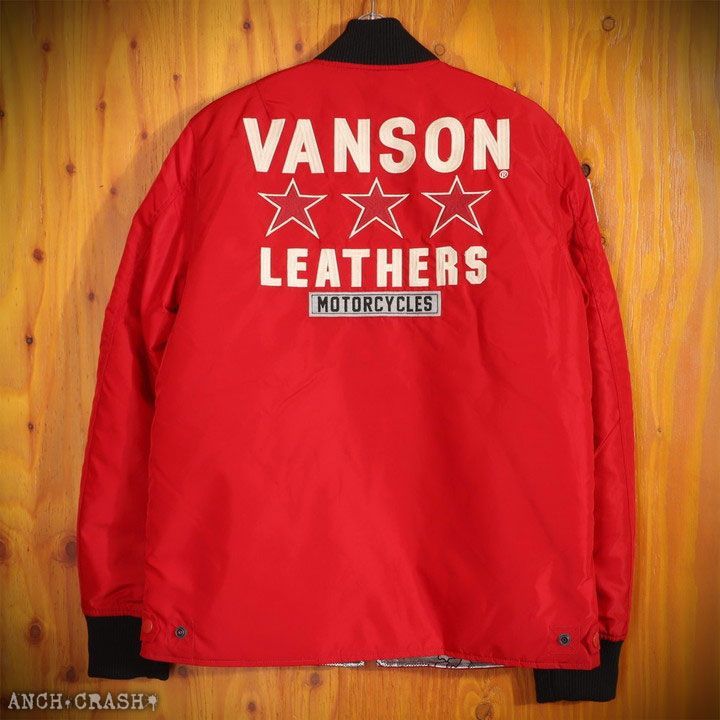 VANSON バンソン MA-1 フライトジャケット レッド ワッペン 刺繍