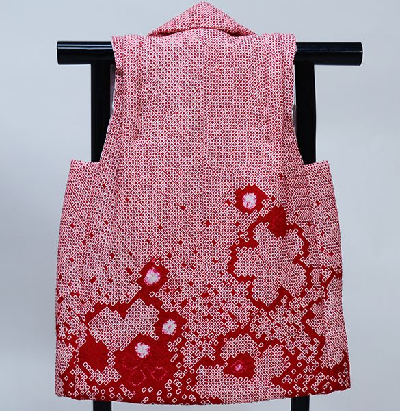 七五三 三歳 女児 被布コート 単品 正絹 総絞り 柄刺繍 陽気な天使