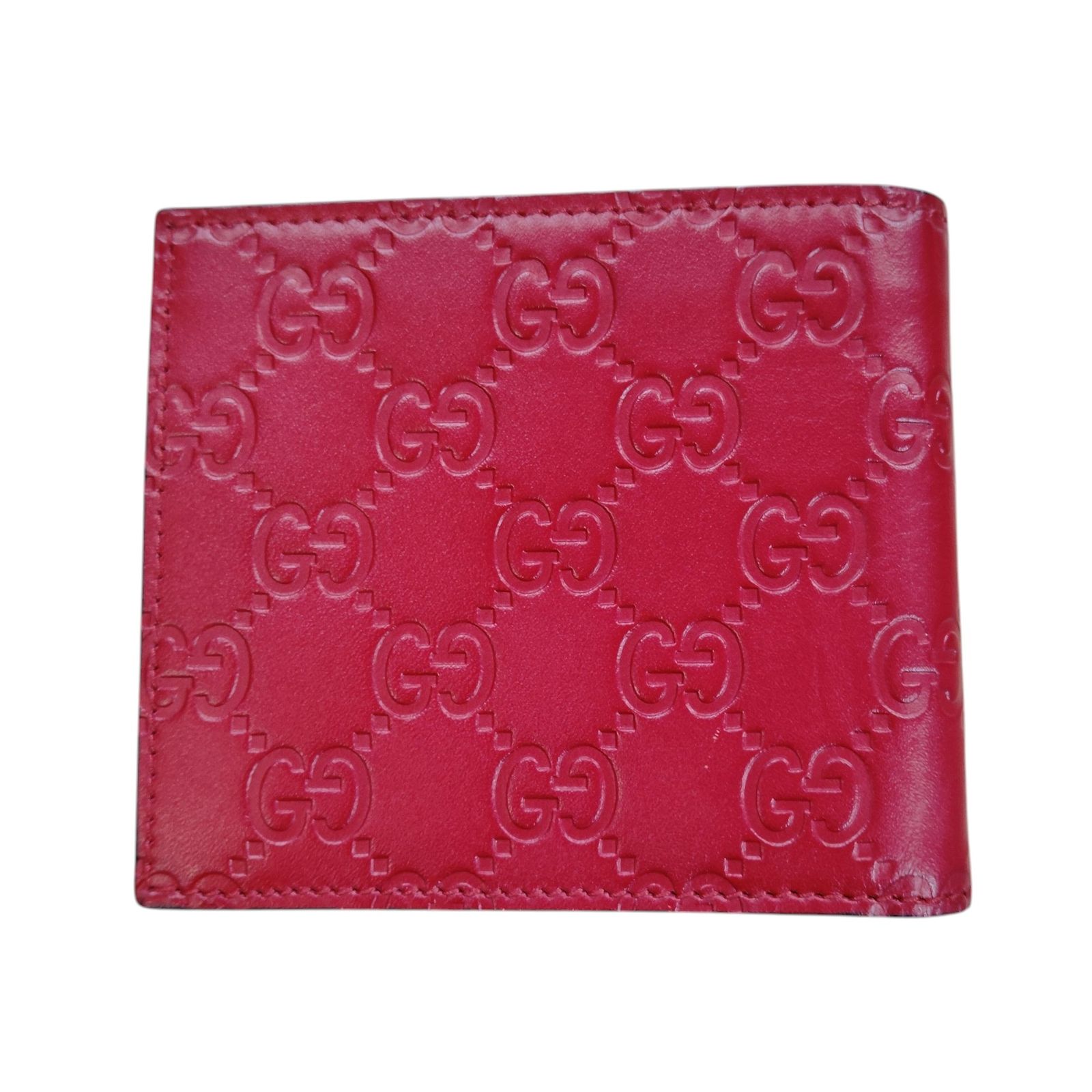 中古品】 GUCCI グッチ グッチシマ レッド 2つ折財布 レディース 財布