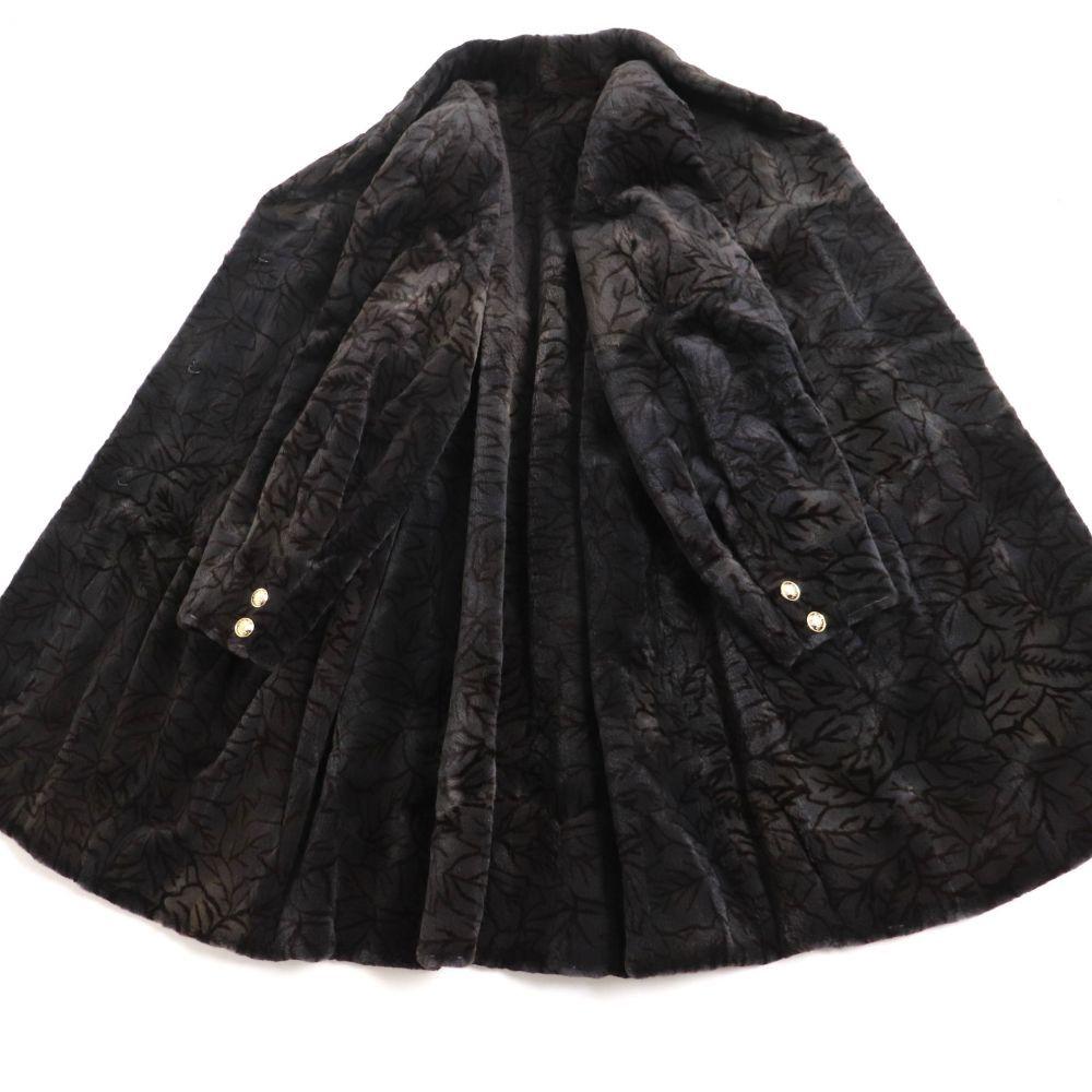 美品▽MINK シェアードミンク 総柄 本毛皮セミロングコート