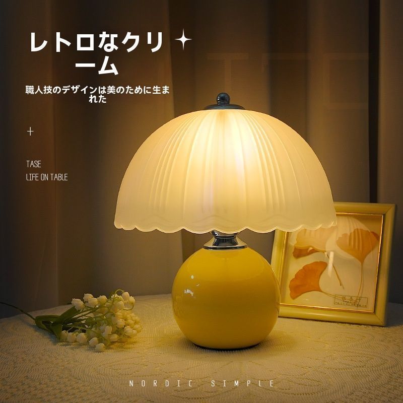 田舎風セラミックテーブルランプ、北欧風寝室ベッドサイド陶器瓶