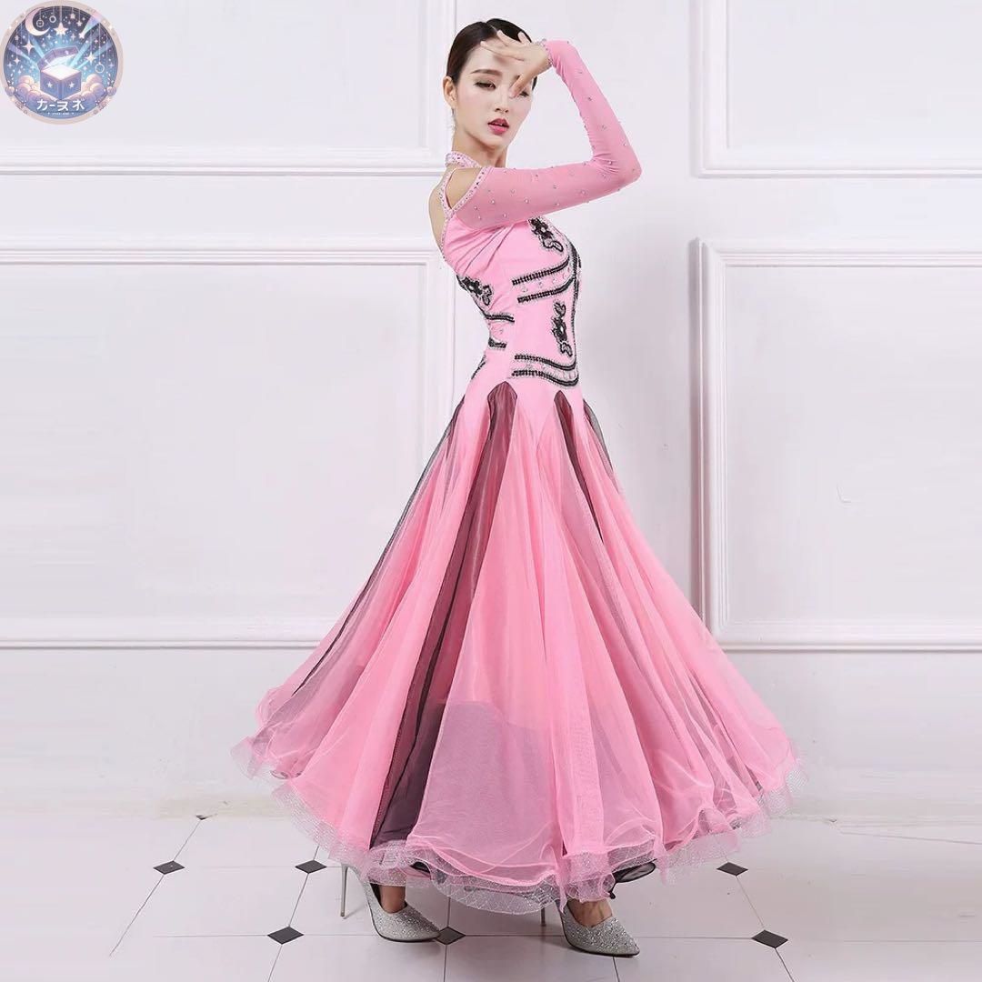 大人気ストーン付スタンダードドレス 発表会 競技会 デモにも最適な華やか衣装 華やかなスタンダードドレス?ストーン付き☆競技会・デモ発表会に