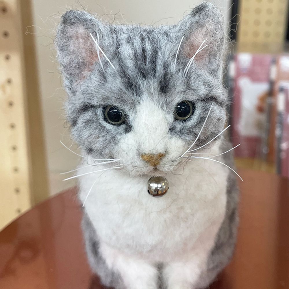 本物そっくりなリアル猫 サバトラ 手作りキット 羊毛フェルト