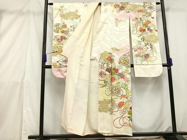 豪華振袖　飛鶴花車文 暈し染め 金彩　正絹　逸品 平和屋着物□豪華振袖 飛鶴舞花文 暈し染め 金銀彩 正絹