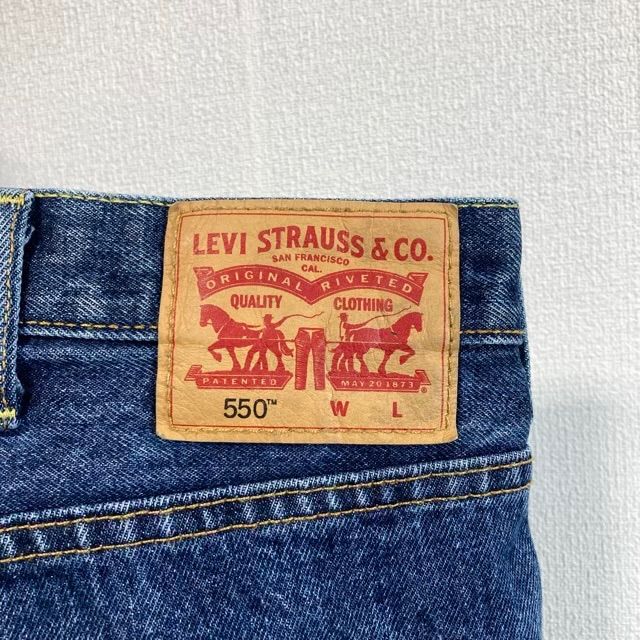 リーバイス550LEVI'Sデニムパンツ大バギーロゴワイドテーパード紺w46 